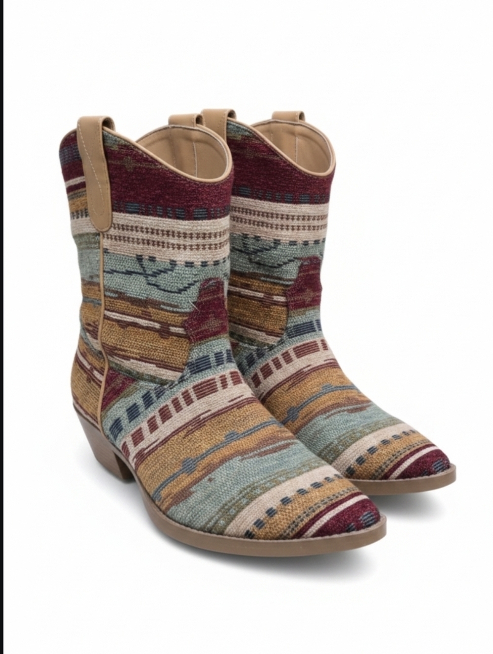 Wonderly Buckley Woven Tapestry Soft Shaft Short Western Boot Size 8.5